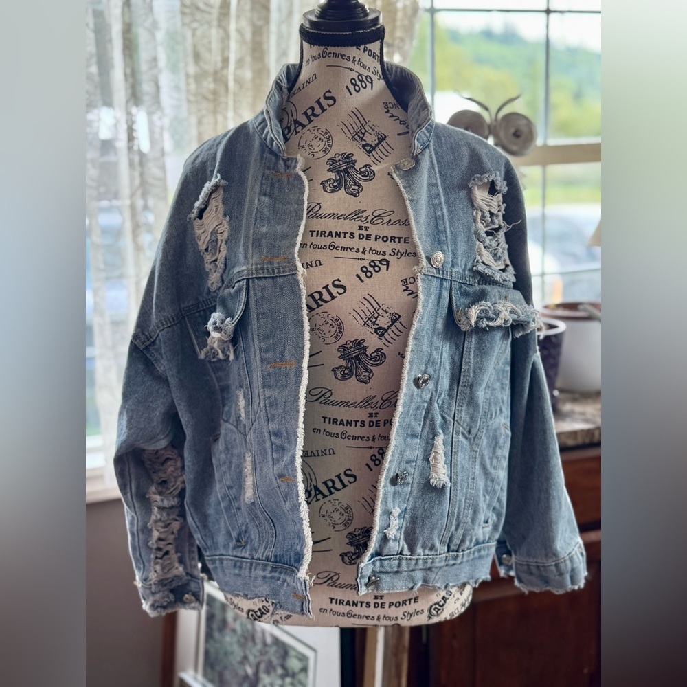 Zaful Blue Distressed Jean Jacket